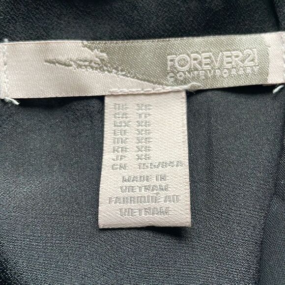 EUC Forever21 Black Turquoise Sleeveless Faux Wrap Crepe Dress Size XS - Picture 11 of 11